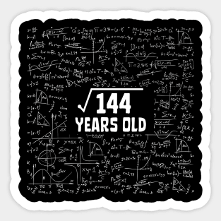 Square Root Of 144 12th Birthday, 12 Year Old Math Lover Gift Sticker